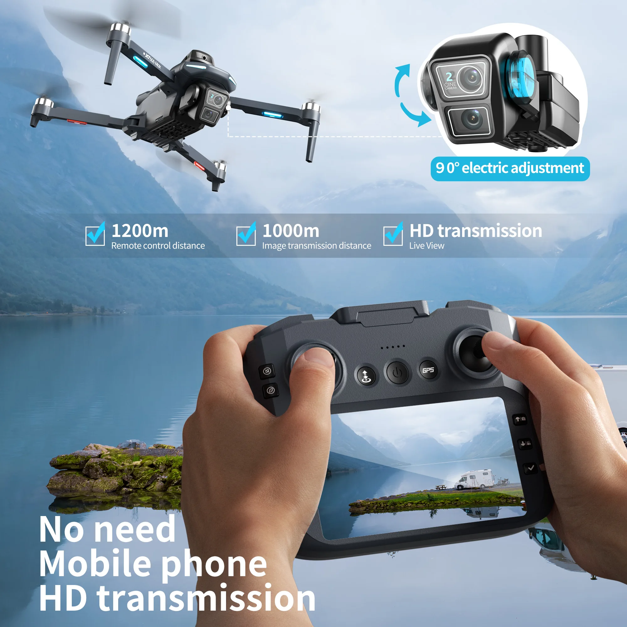 Drone Profesional Lenovo XT606 - Drone Gps Mount ulasan dan harga